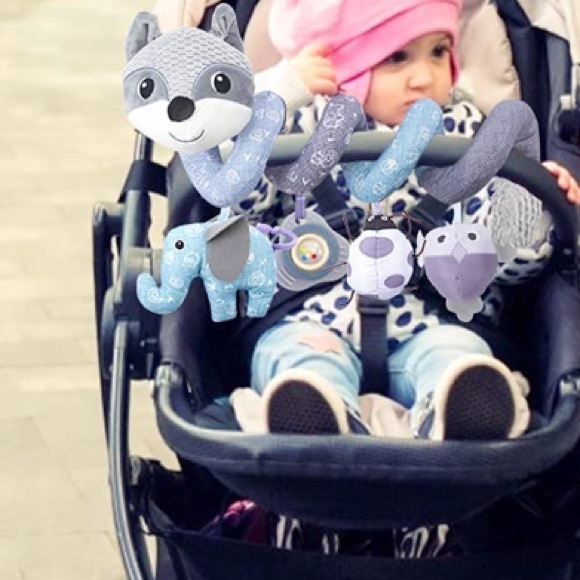 Gray Fox Spiral Plush Activity Hanging Car Seat, Stroller Bar, Crib Bassinet toy - Picture 2 of 4